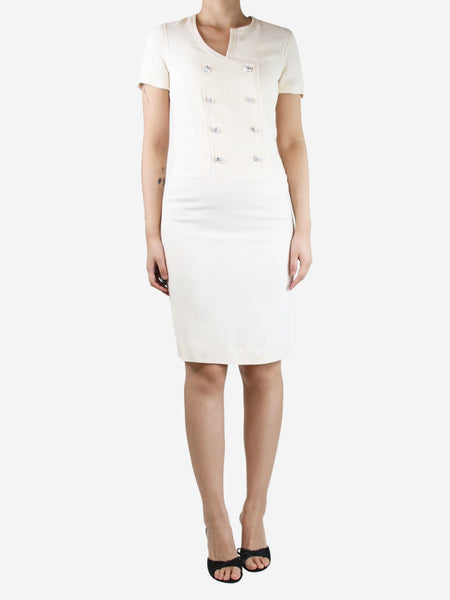 Cream double-breasted midi dress - size UK 12 alternate image