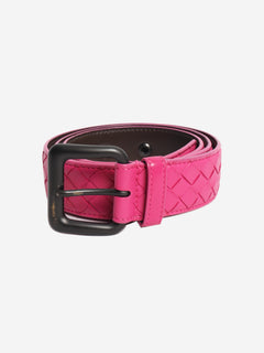 Pink Intrecciato leather belt