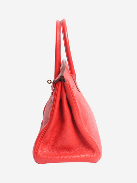 Red Birkin 30 bag in Clemence leather alternate image