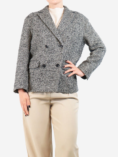 Black and neutral Herringbone double-breasted jacket - size UK 8 Coats & Jackets Soeur 