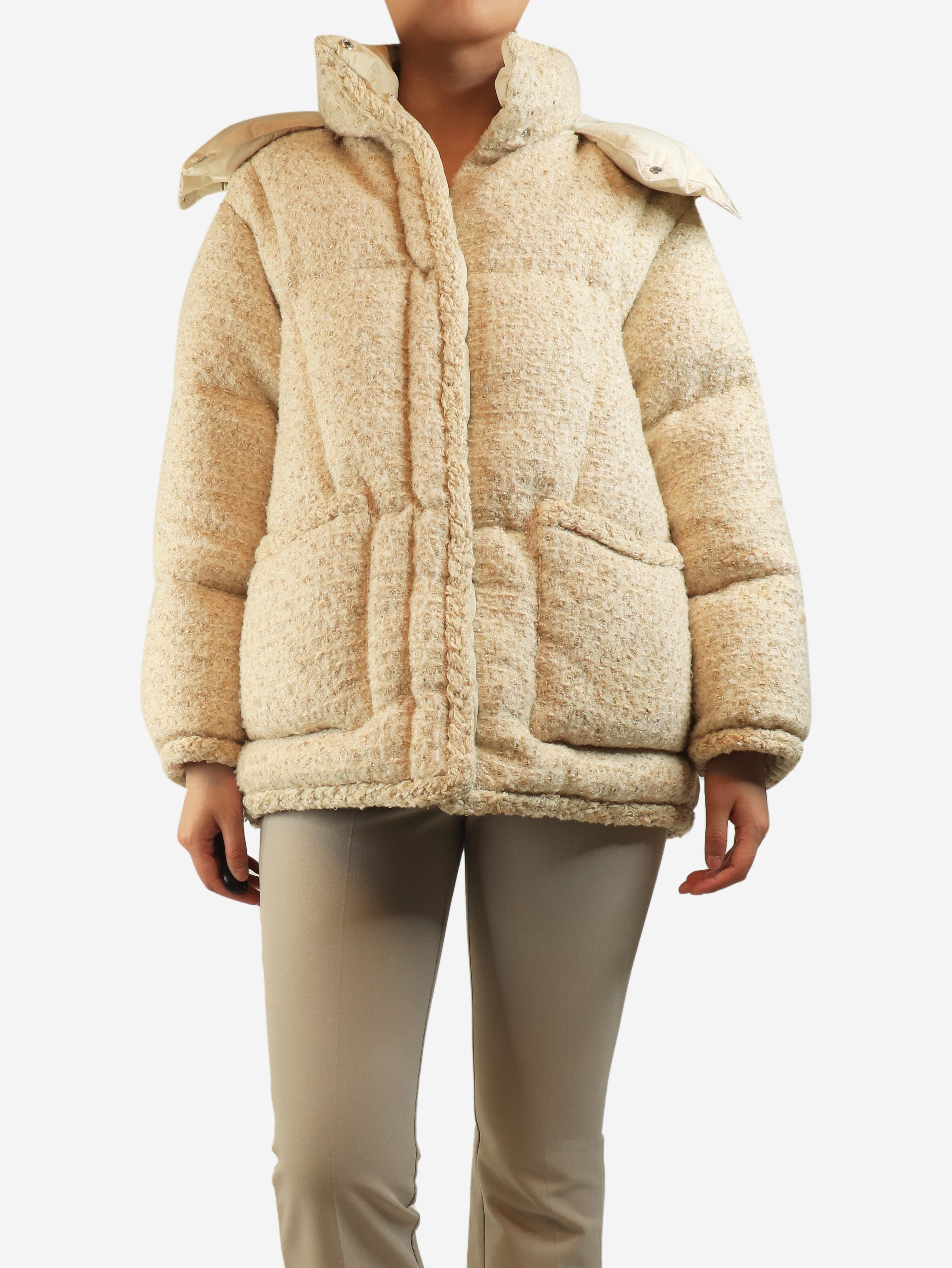 Cream Agrobate short down jacket - size UK 10 Coats & Jackets Moncler 