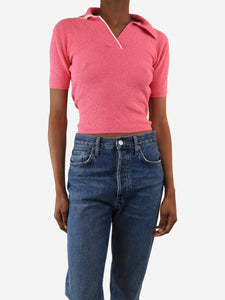 Jacquemus Pink open-back knitted polo top - size UK 6