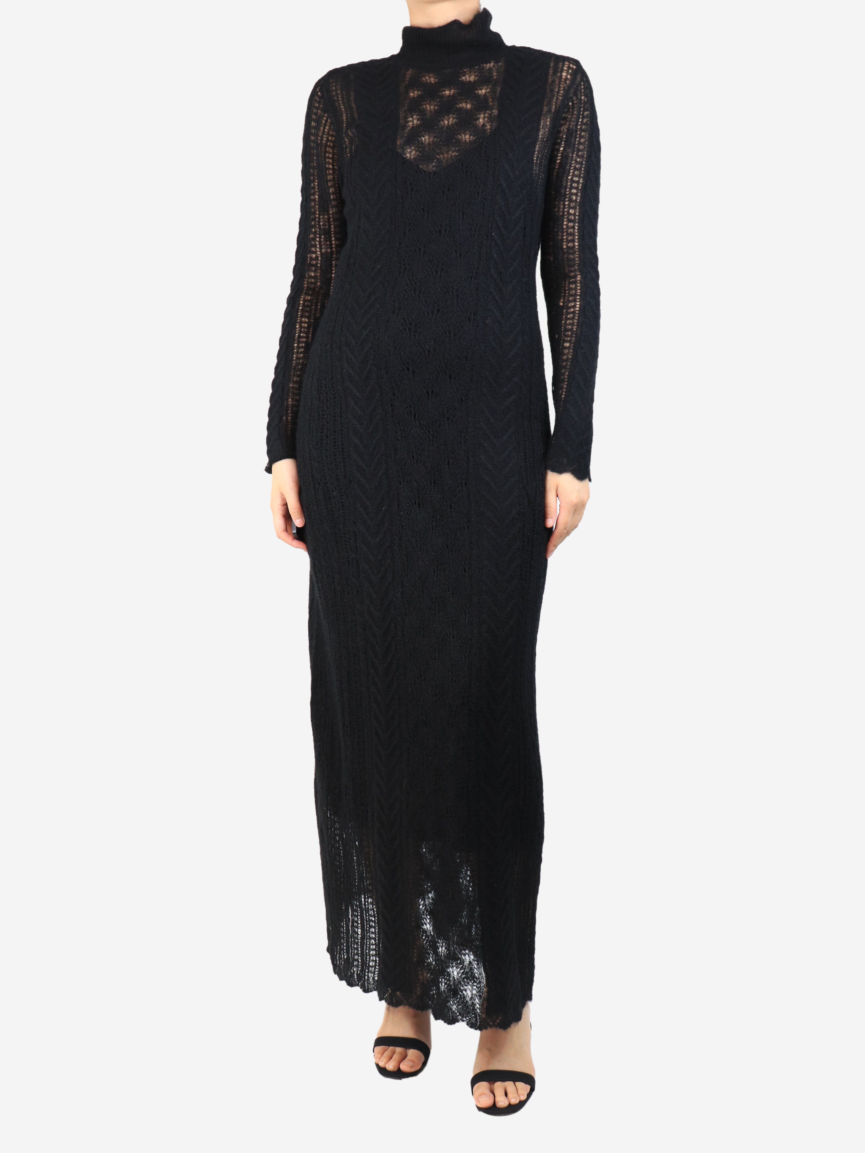 Black alpaca blend roll neck knit dress - size S Dresses Ulla Johnson 