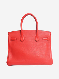 Red Birkin 30 bag in Clemence leather Top Handle Bags Hermes 