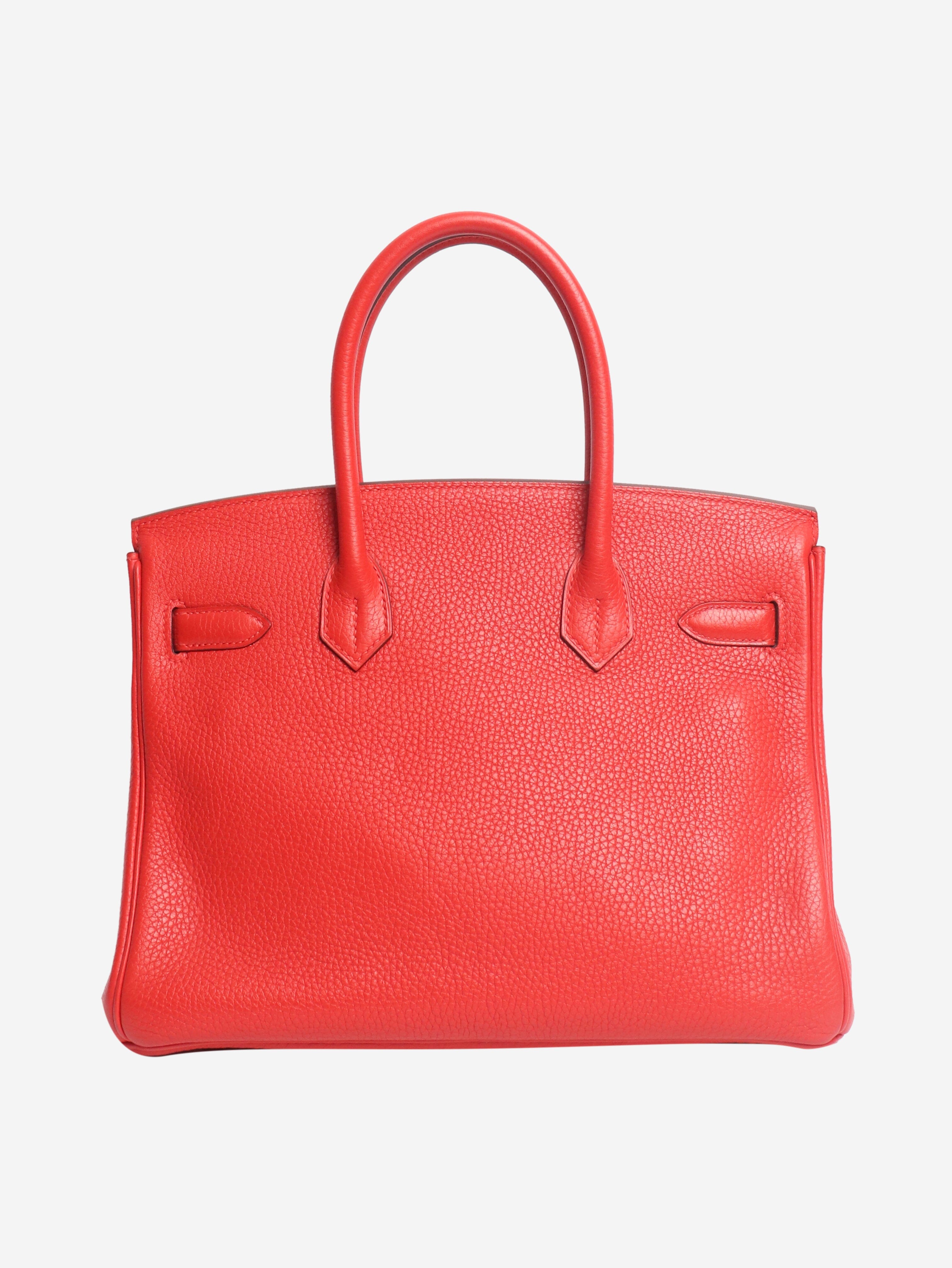 Red Birkin 30 bag in Clemence leather Top Handle Bags Hermes 