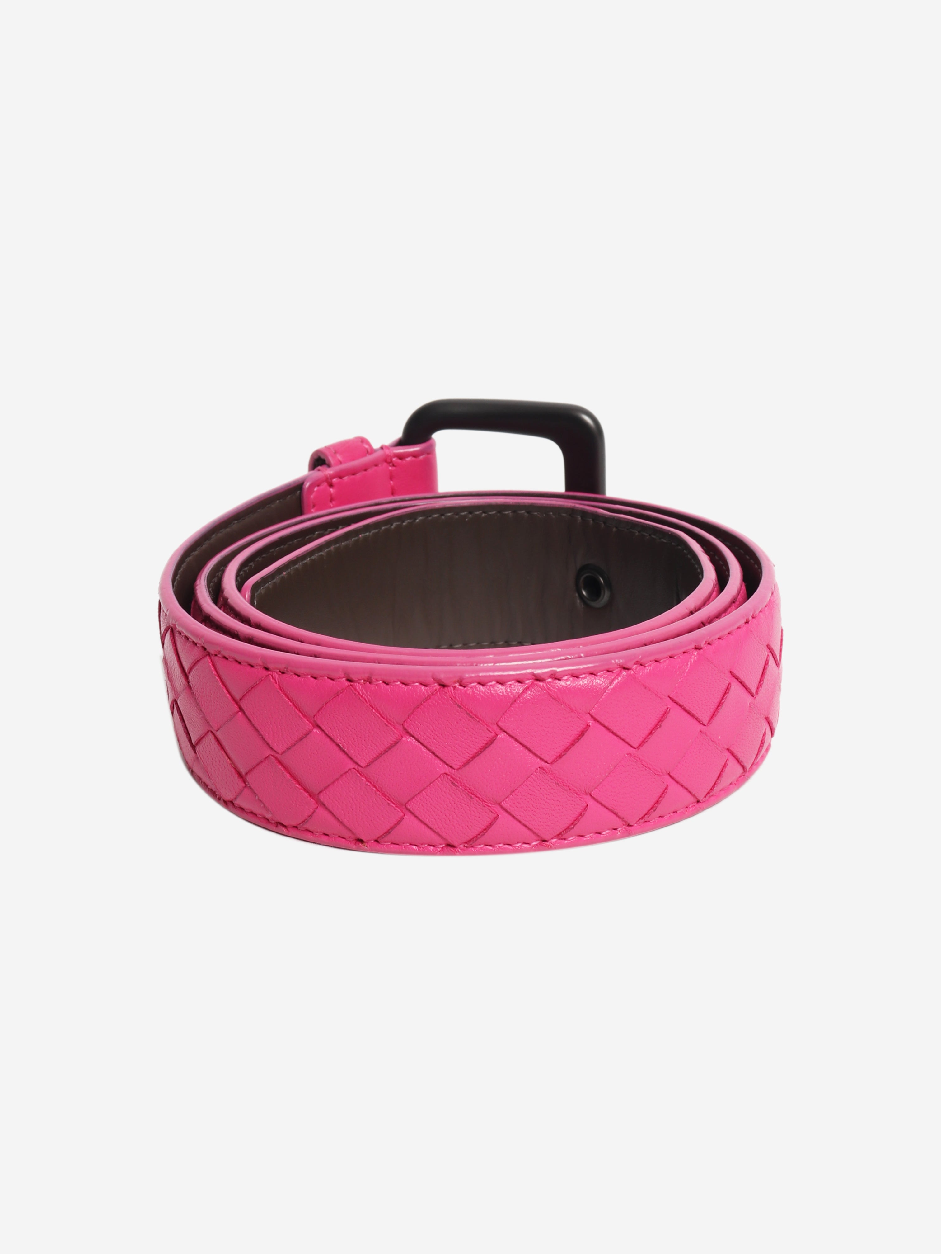Pink Intrecciato leather belt