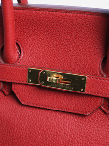 Hermes Red 2012 Birkin 35 bag in Clemence leather