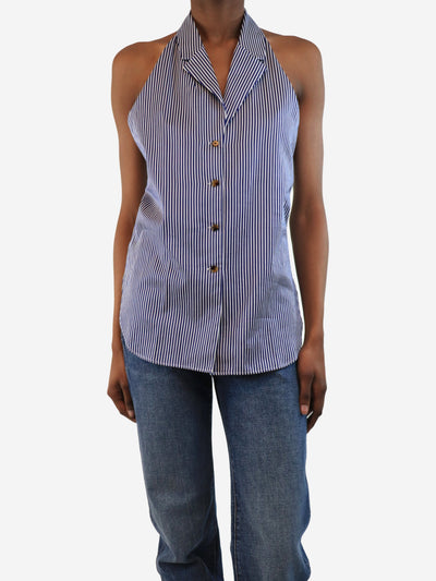 Blue striped button down halter neck top - size XS Tops Khaite 