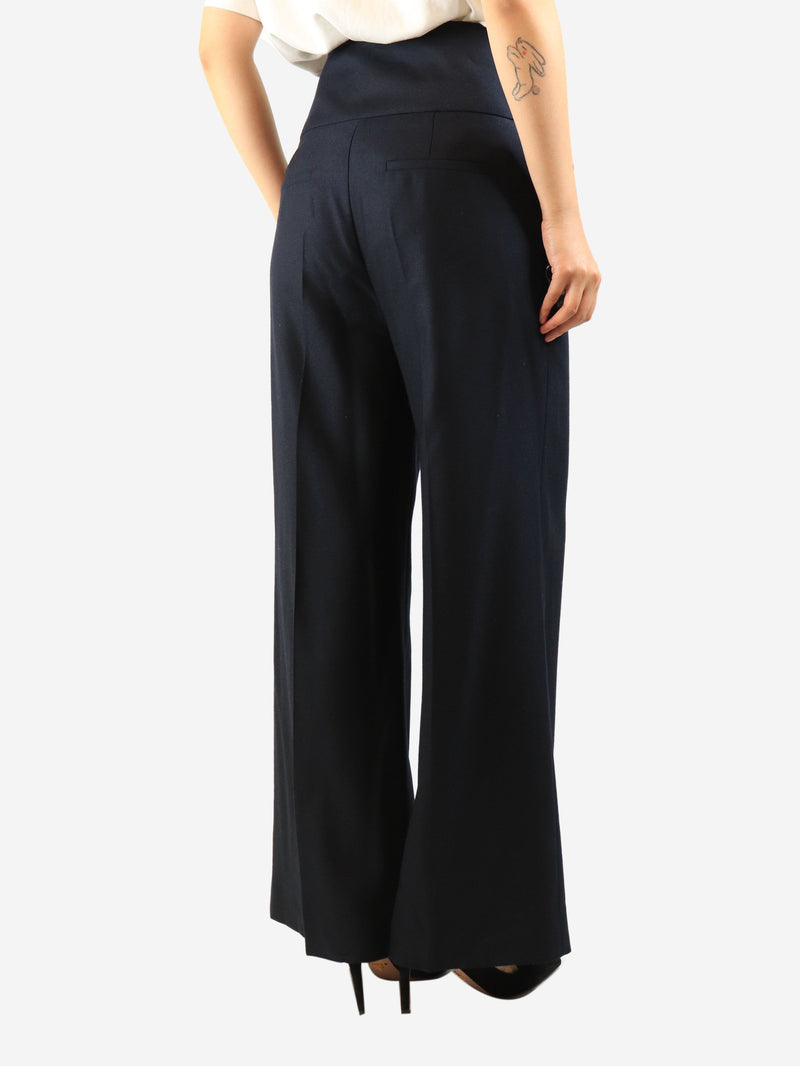Navy tie-front trousers - size UK 12 Trousers Victoria Beckham 