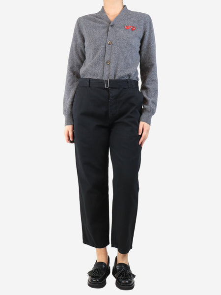 Black belted trousers - size W 32 alternate image