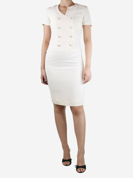 Cream double-breasted midi dress - size UK 12 product image