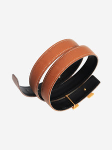 Hermes Brown H belt with gold buckle