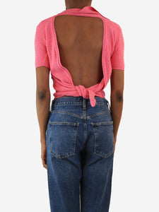 Jacquemus Pink open-back knitted polo top - size UK 6