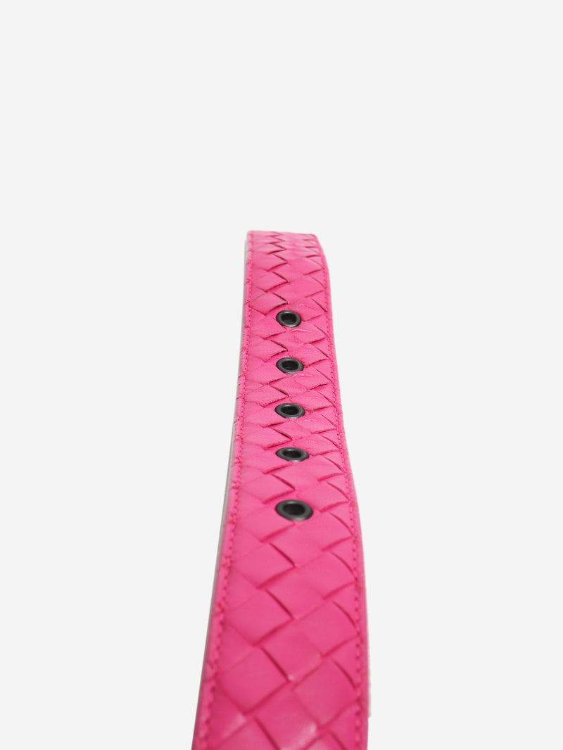 Pink Intrecciato leather belt