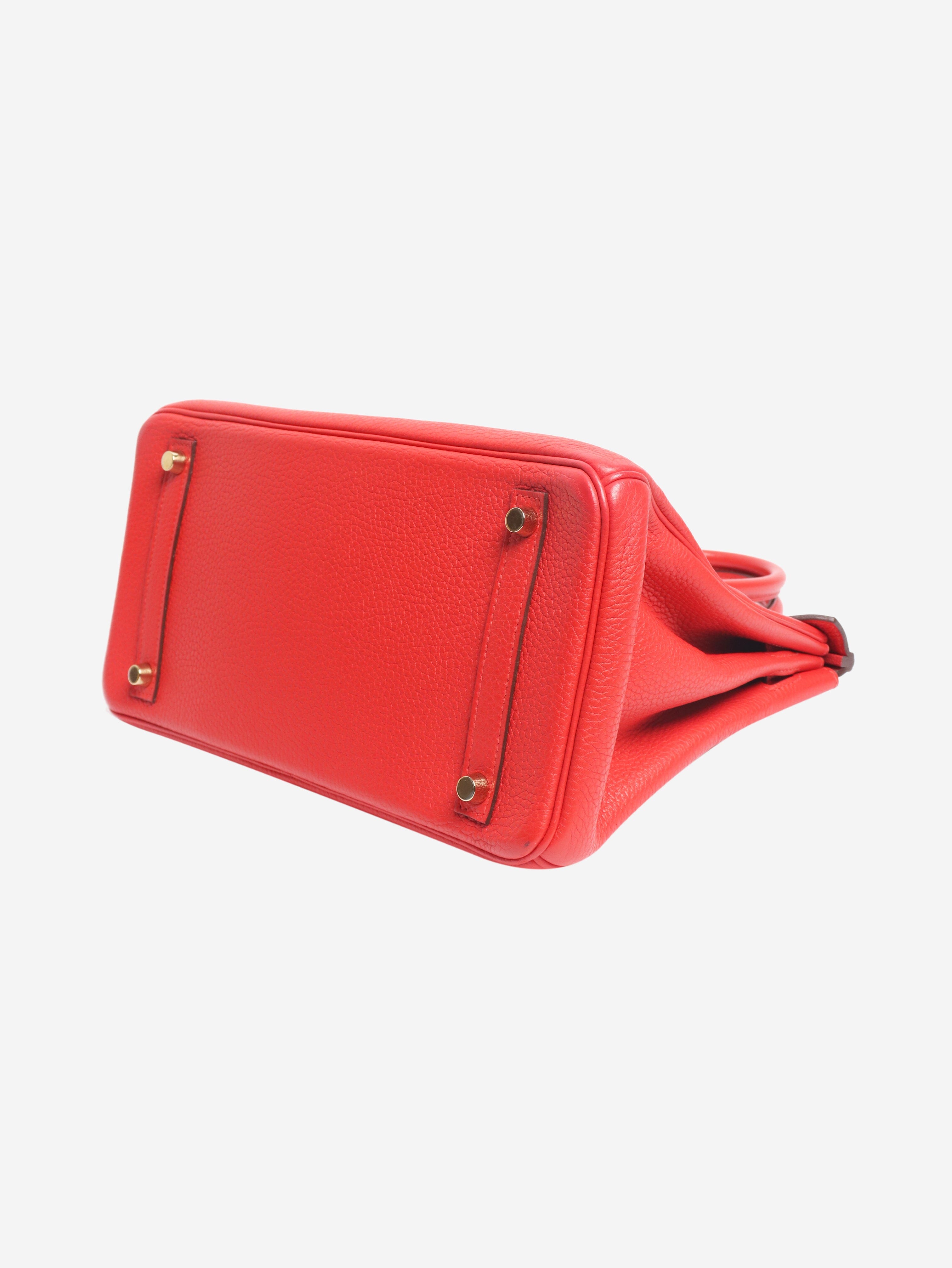 Red Birkin 30 bag in Clemence leather Top Handle Bags Hermes 