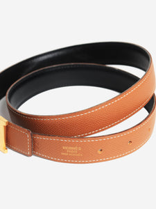 Hermes Brown H belt with gold buckle