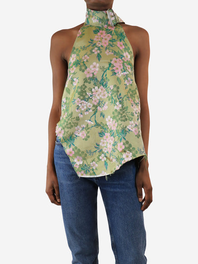 Green floral jacquard halterneck top - size XS Tops Marques / Almeida 