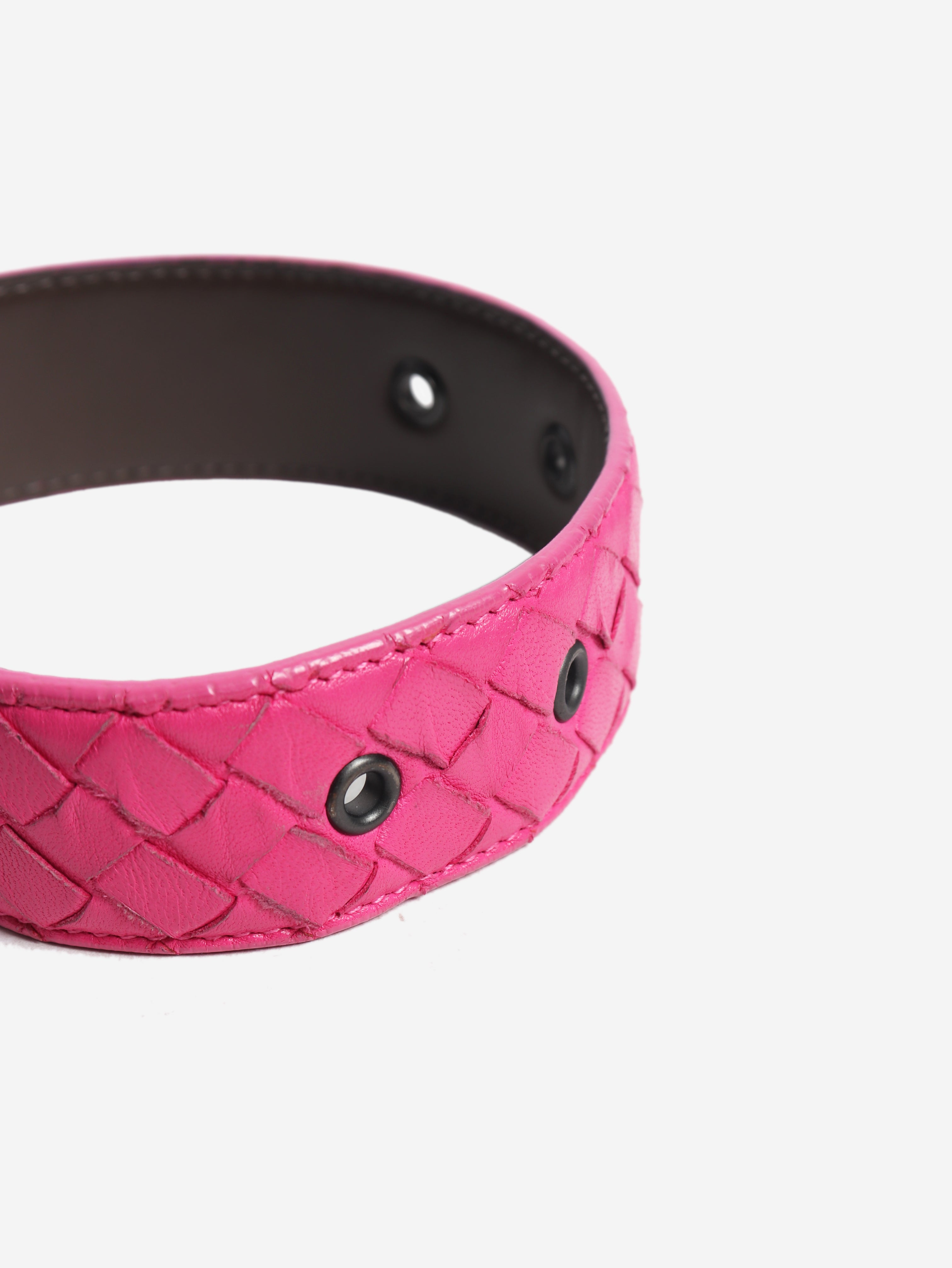 Pink Intrecciato leather belt