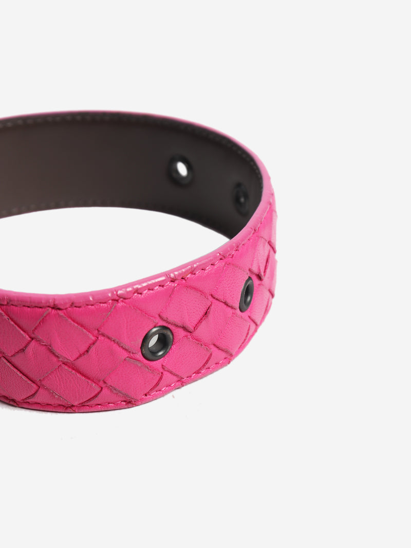 Pink Intrecciato leather belt