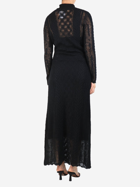 Black alpaca blend roll neck knit dress - size S alternate image