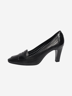 Black perforated leather pumps - size EU 40.5