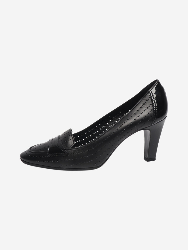 Black perforated leather pumps - size EU 40.5