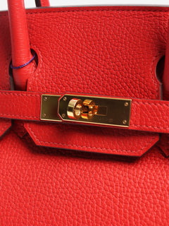 Red Birkin 30 bag in Clemence leather Top Handle Bags Hermes 