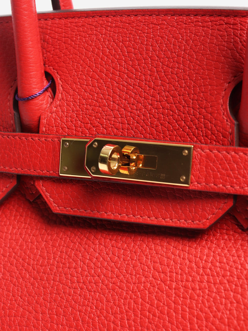 Red Birkin 30 bag in Clemence leather Top Handle Bags Hermes 