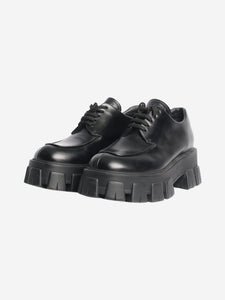 Prada Black chunky leather Derby shoes - size EU 39