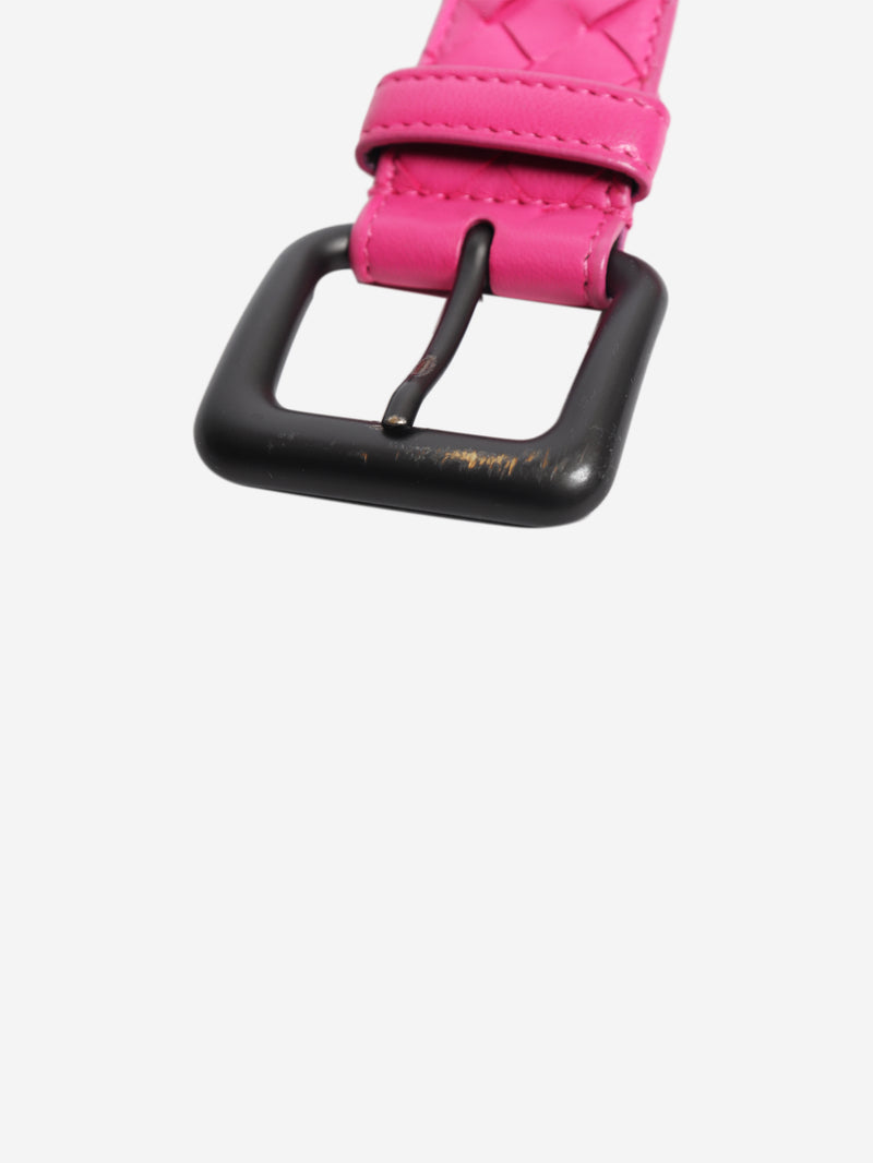 Pink Intrecciato leather belt