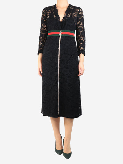 Black zip up front lace detailed dress - size UK 8 Dresses Gucci 