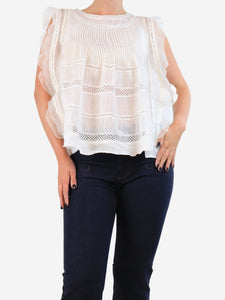 Isabel Marant White sleeveless ruffled top - size UK 10