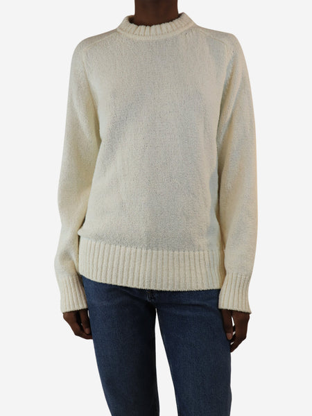 White towelled knit jumper - size XS product image