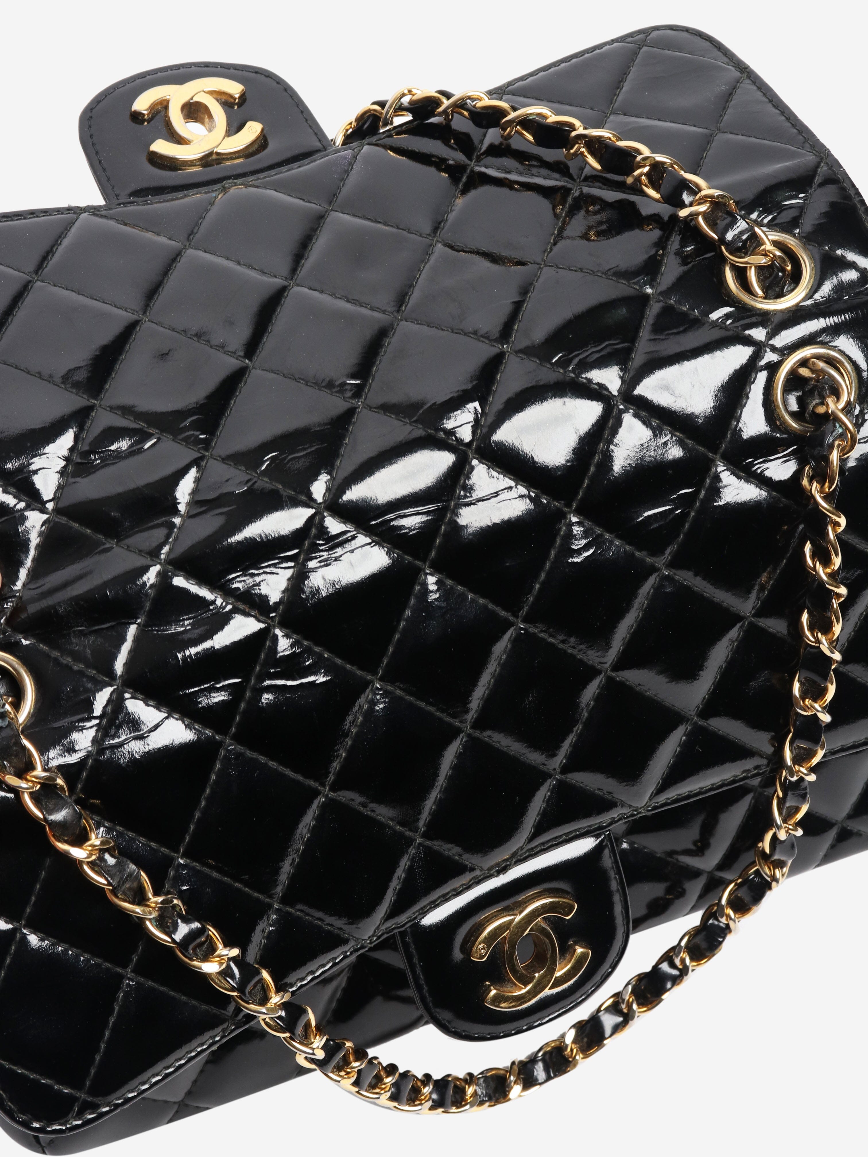 Black vintage 1994 patent double-sided Classic Flap bag Shoulder bags Chanel 