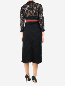 Gucci Black zip up front lace detailed dress - size UK 8