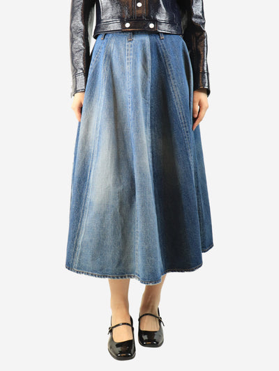 Blue two-tone denim midi skirt - size UK 10 Denim Celine 