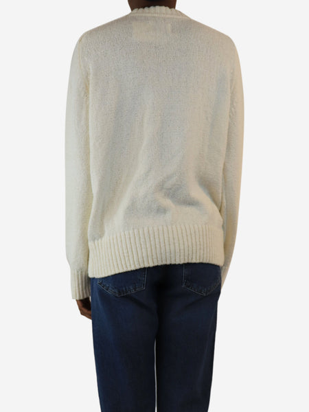 White towelled knit jumper - size XS alternate image