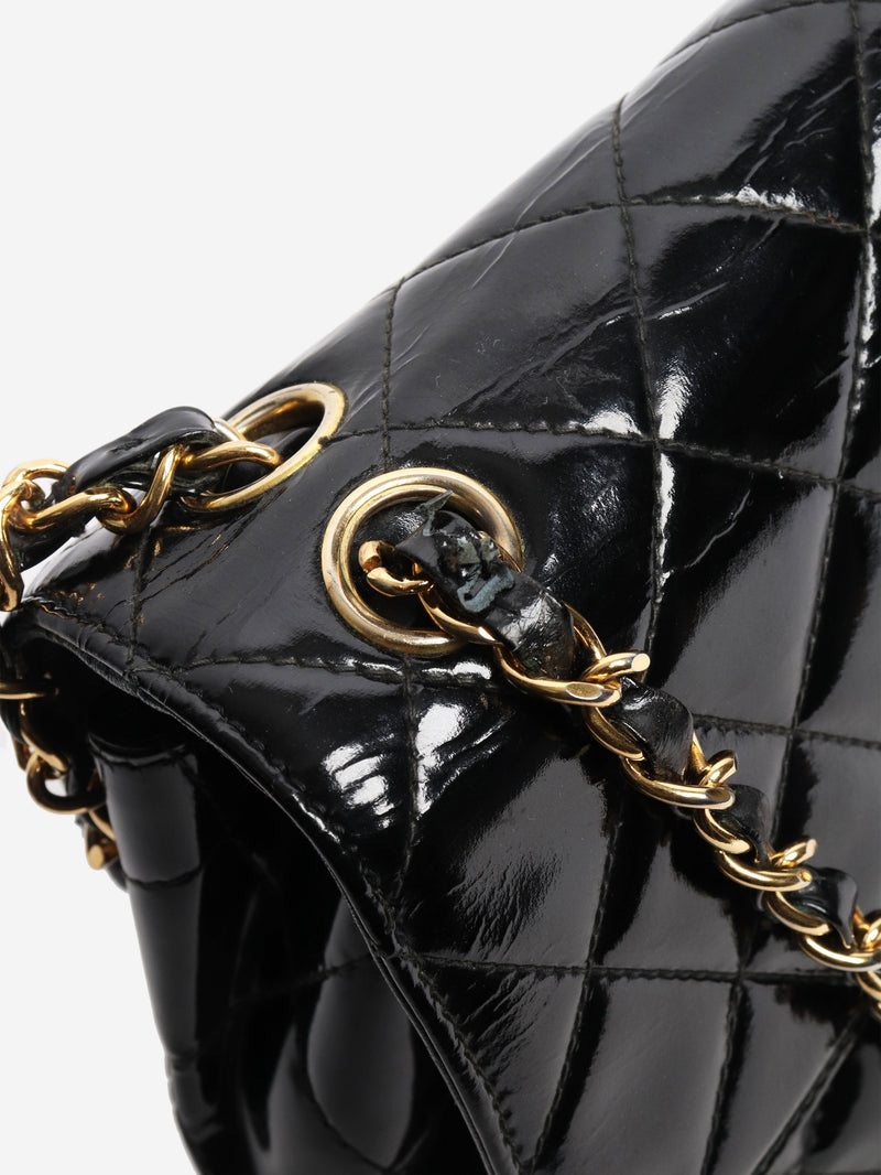 Black vintage 1994 patent double-sided Classic Flap bag Shoulder bags Chanel 