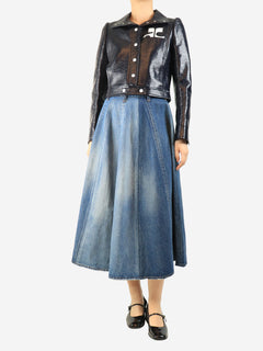 Blue two-tone denim midi skirt - size UK 10 Denim Celine 