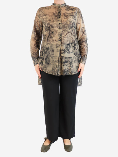 Brown sheer printed long blouse - size Tops Christian Dior 
