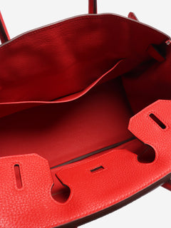 Red Birkin 30 bag in Clemence leather Top Handle Bags Hermes 