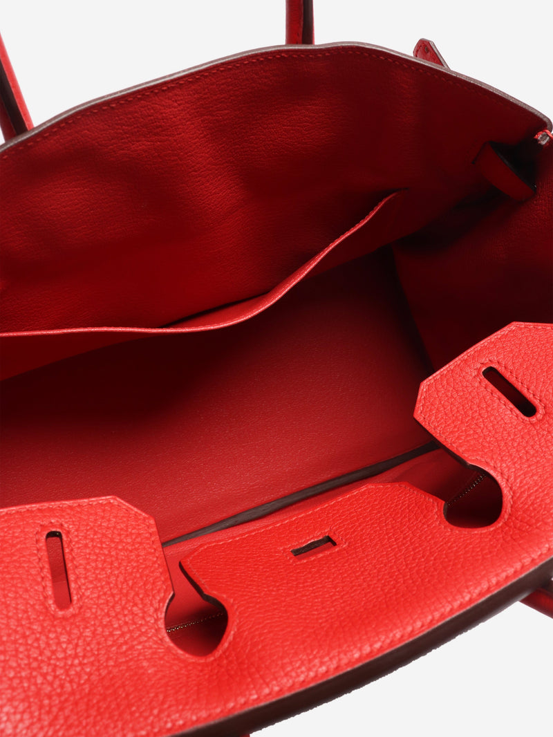 Red Birkin 30 bag in Clemence leather Top Handle Bags Hermes 