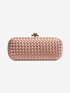 Bottega Veneta Dusty pink Knot Intrecciato elongated clutch