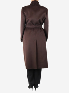 Max Mara Chocolate angora-blend coat - size UK 16
