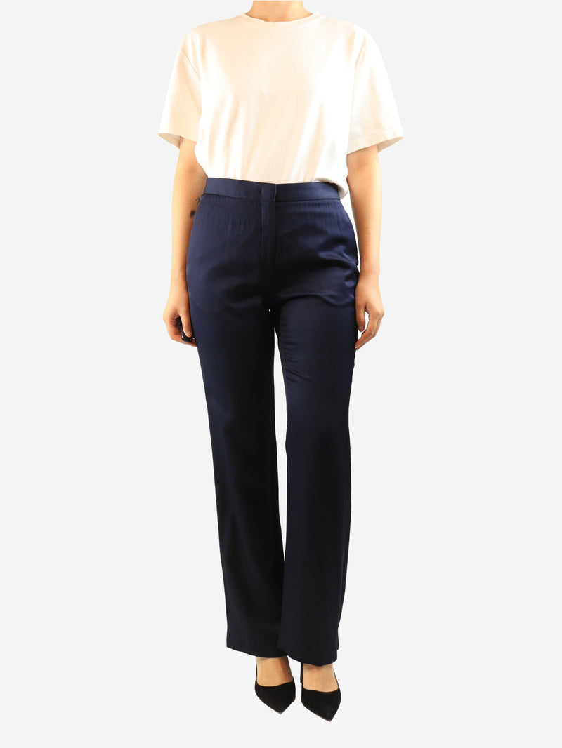 Navy satin trousers - size UK 10 Trousers Jil Sander 