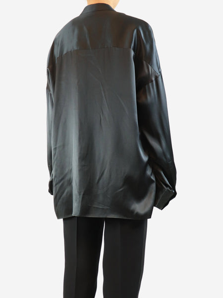 Black silk shirt - size UK 12 alternate image