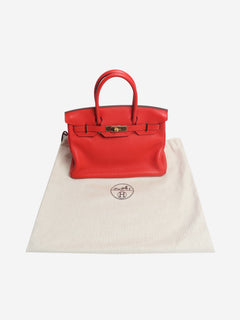Red Birkin 30 bag in Clemence leather Top Handle Bags Hermes 