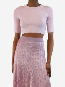 Missoni Pink ribbed short sleeve crop-top - size UK 8