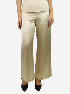 Toteme Cream wide-leg satin trousers - size UK 8