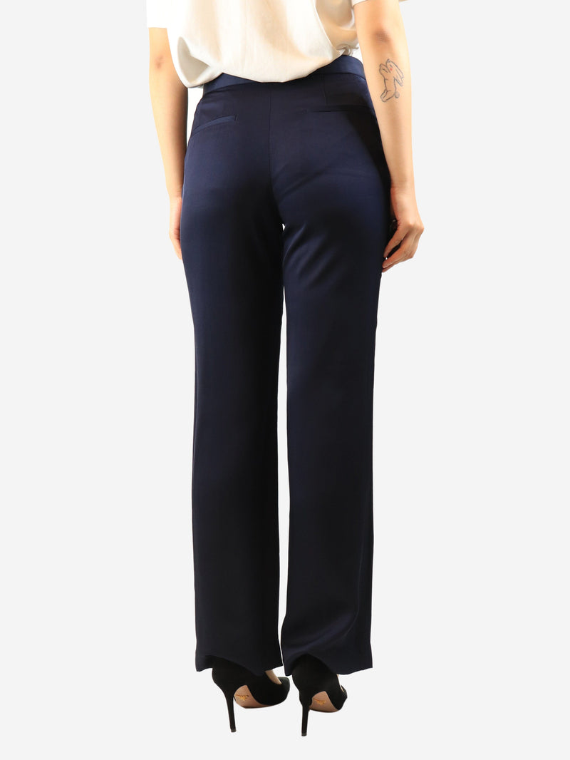 Navy satin trousers - size UK 10 Trousers Jil Sander 